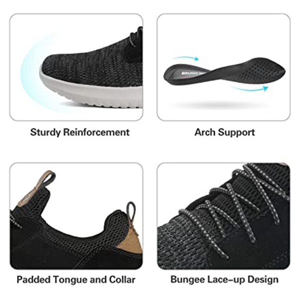 Men's Casual Lightweight Walking Shoes - BLACK GREY - 4